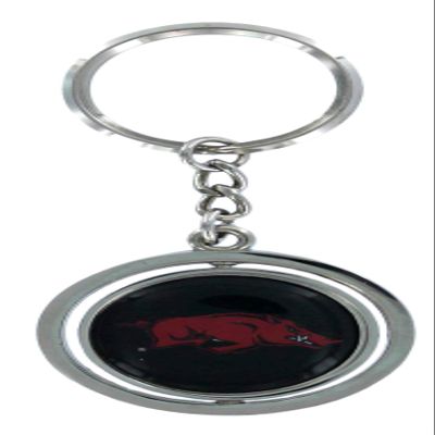 Aminco NCAA Arkansas Razorbacks Silver Spinning Logo Keychain