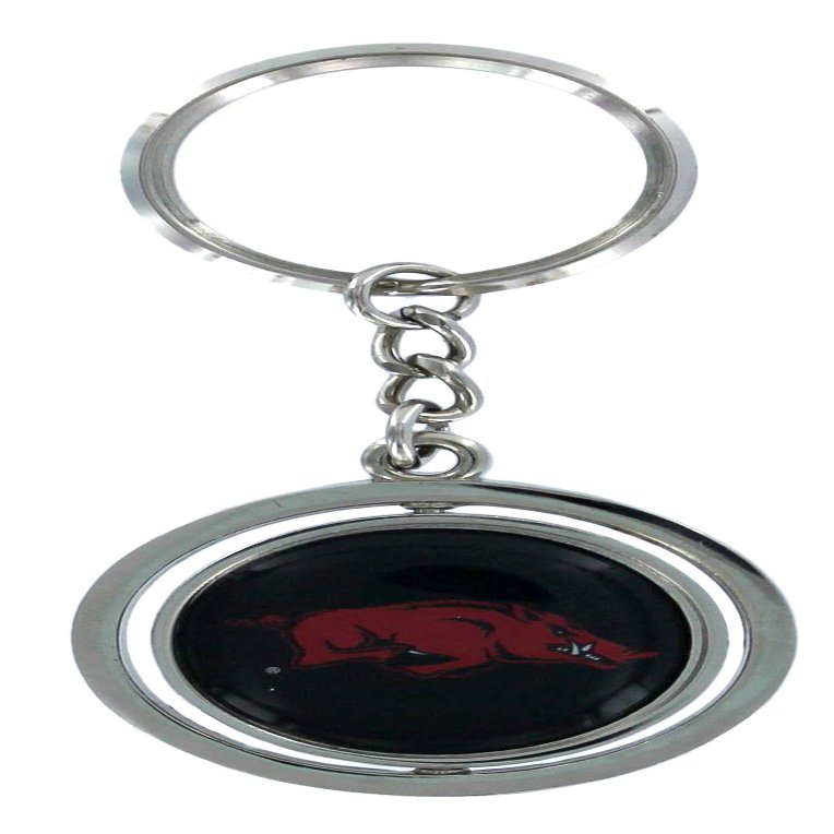 Aminco NCAA Arkansas Razorbacks Silver Spinning Logo Keychain