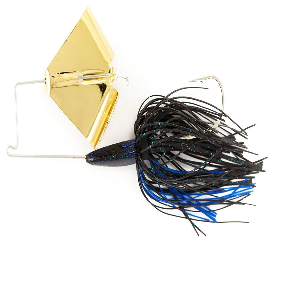 Nichols Lures Rb86G-38 Reflex Buzzbait, Black/Blue/24K Gold, 3/8 oz