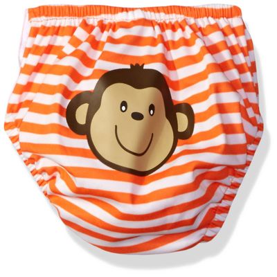 Kiko & Max Boys' Absorbant Reusable Swim Diaper, Monkey (Orange), Small