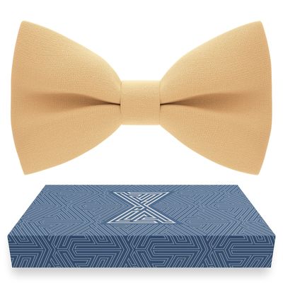 Bow Tie House Boys Classic Pre-Tied Bow Tie Formal Solid Tuxedo (Medium, Eggnog Beige)