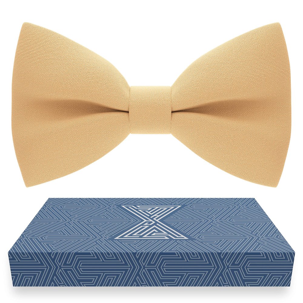 Bow Tie House Boys Classic Pre-Tied Bow Tie Formal Solid Tuxedo (Medium, Eggnog Beige)