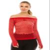 Kurve Stretchy Fishnet Long Sleeve Top, UV Protective Fabric, Rated UPF 50+ (Made with Love in The USA), Red, X-Small / Medium view 1