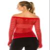 Kurve Stretchy Fishnet Long Sleeve Top, UV Protective Fabric, Rated UPF 50+ (Made with Love in The USA), Red, X-Small / Medium view 2