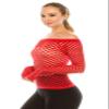 Kurve Stretchy Fishnet Long Sleeve Top, UV Protective Fabric, Rated UPF 50+ (Made with Love in The USA), Red, X-Small / Medium view 3