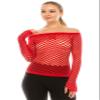 Kurve Stretchy Fishnet Long Sleeve Top, UV Protective Fabric, Rated UPF 50+ (Made with Love in The USA), Red, X-Small / Medium view 4
