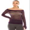 Kurve Stretchy Fishnet Long Sleeve Top, UV Protective Fabric, Rated UPF 50+ (Made with Love in The USA), Eeggplant, X-Small/Medium view 1