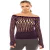 Kurve Stretchy Fishnet Long Sleeve Top, UV Protective Fabric, Rated UPF 50+ (Made with Love in The USA), Eeggplant, X-Small/Medium view 2