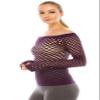 Kurve Stretchy Fishnet Long Sleeve Top, UV Protective Fabric, Rated UPF 50+ (Made with Love in The USA), Eeggplant, X-Small/Medium view 3