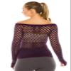 Kurve Stretchy Fishnet Long Sleeve Top, UV Protective Fabric, Rated UPF 50+ (Made with Love in The USA), Eeggplant, X-Small/Medium view 4