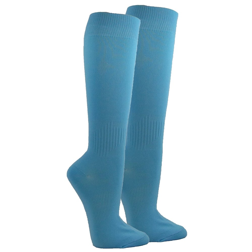 COUVER Knee High Polyester Baseball, Softball, Soccer Multi-Sports Socks, Sky Blue, Large, 1 Pair