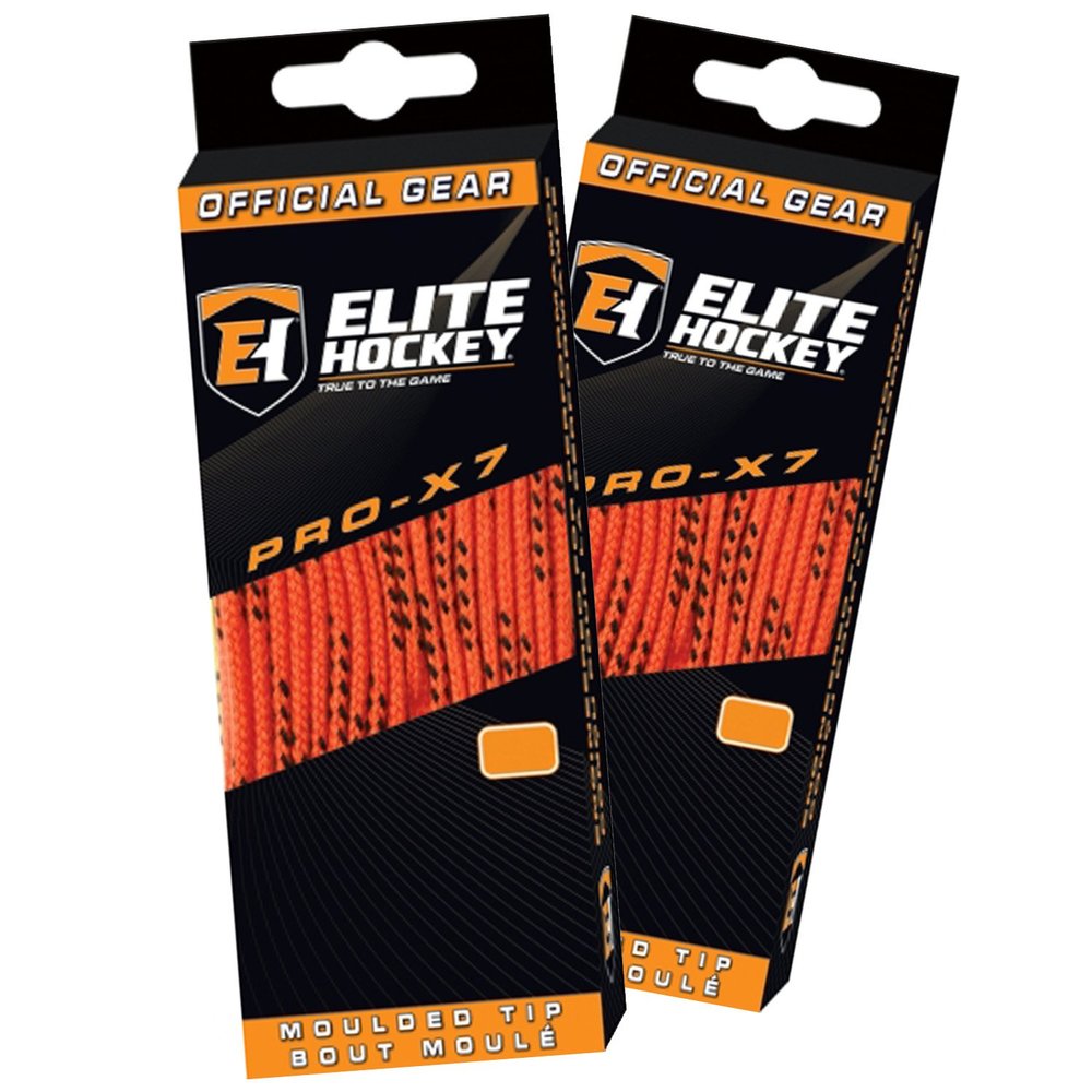 Elite Hockey Pro-X7 Skate Laces (DBL, X7-Orange, 72")
