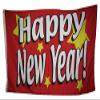 3x5 Happy New Year Red White Stars Rough Tex Knitted Flag 3'x5' Banner view 1