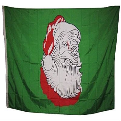 3x5 Merry Christmas Santa Cluas Head Green Rough Tex Knitted Flag 3'x5' Banner