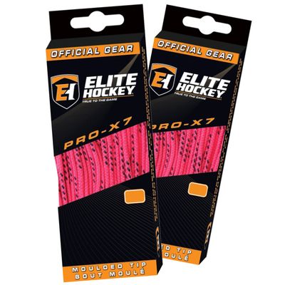 Elite Hockey Pro-X7 Skate Laces (DBL, X7-Pink, 120")