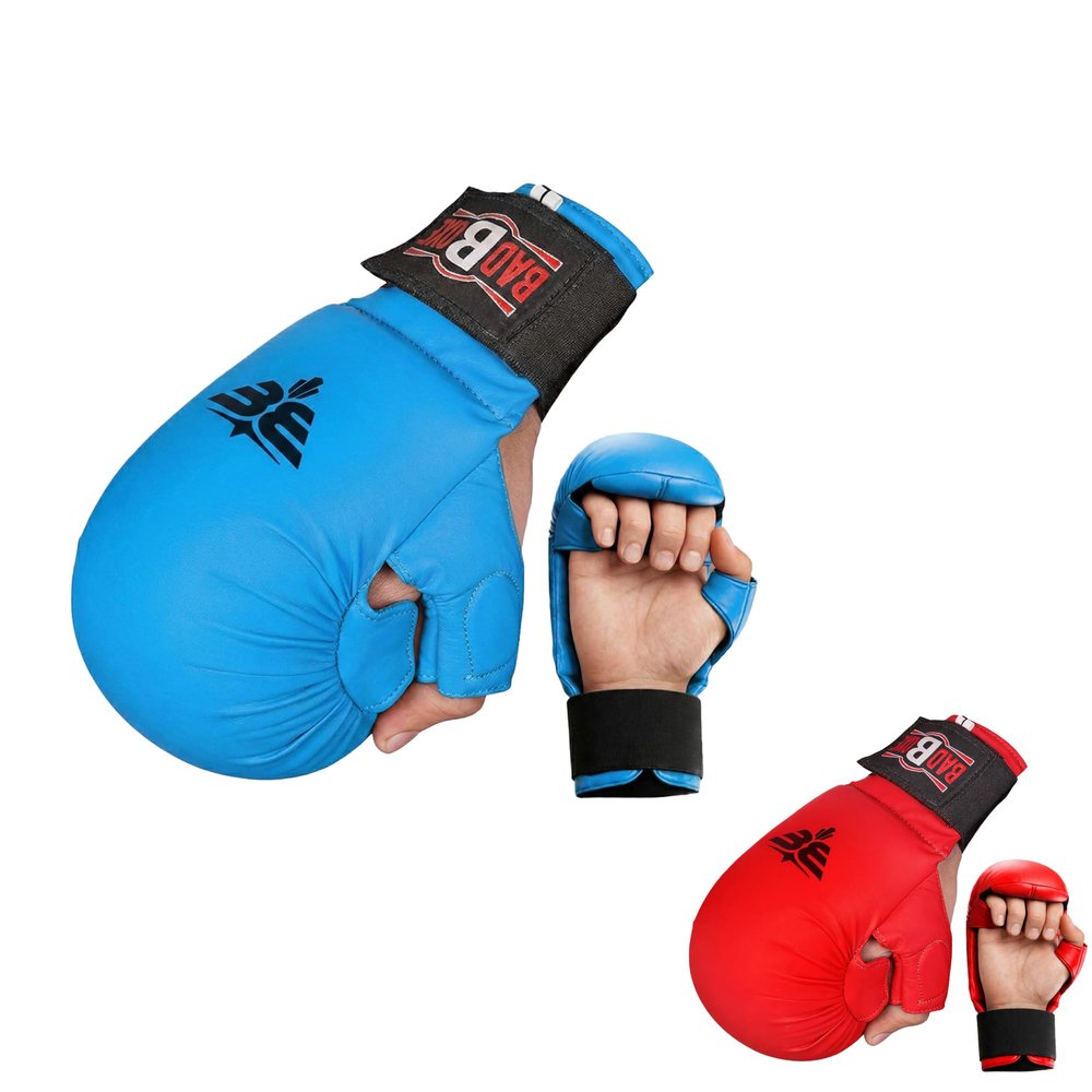 Twister Karate Gloves with Thumb & Hook & Loop Closing (Blue, XS)
