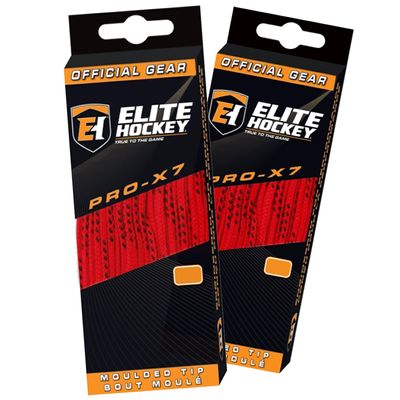 Elite Hockey Pro-X7 Skate Laces (DBL, X7-Red, 96")