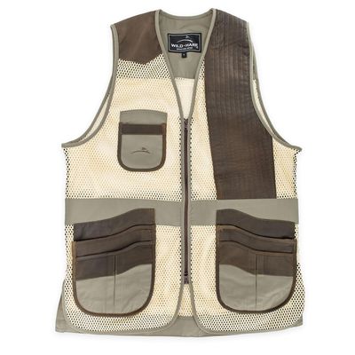 Wild Hare Shooting Gear Range Vest - Sage with Distressed Leather (3XL-Large, LEFT Handed)