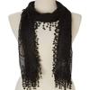 Cindy and Wendy Lightweight Soft Leaf Lace Fringes Scarf shawl for Women (TYH-BLACK) view 2