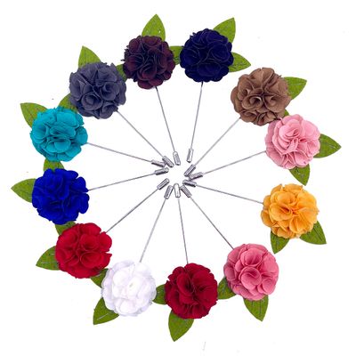 12PCS Flower Men's Lapel Pins Handmade Flower Lapel Pin Boutonniere Pin for Suit Wedding Groom