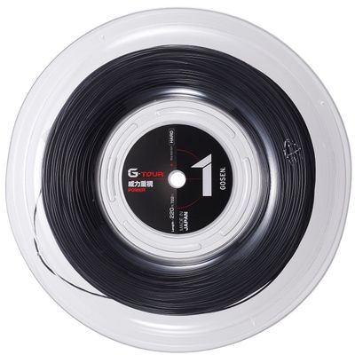GOSEN G-Tour 1, 16 Black 722' Powerful Bounce Speed, HPP Polyester Silicone Oil Coated, Tennis String