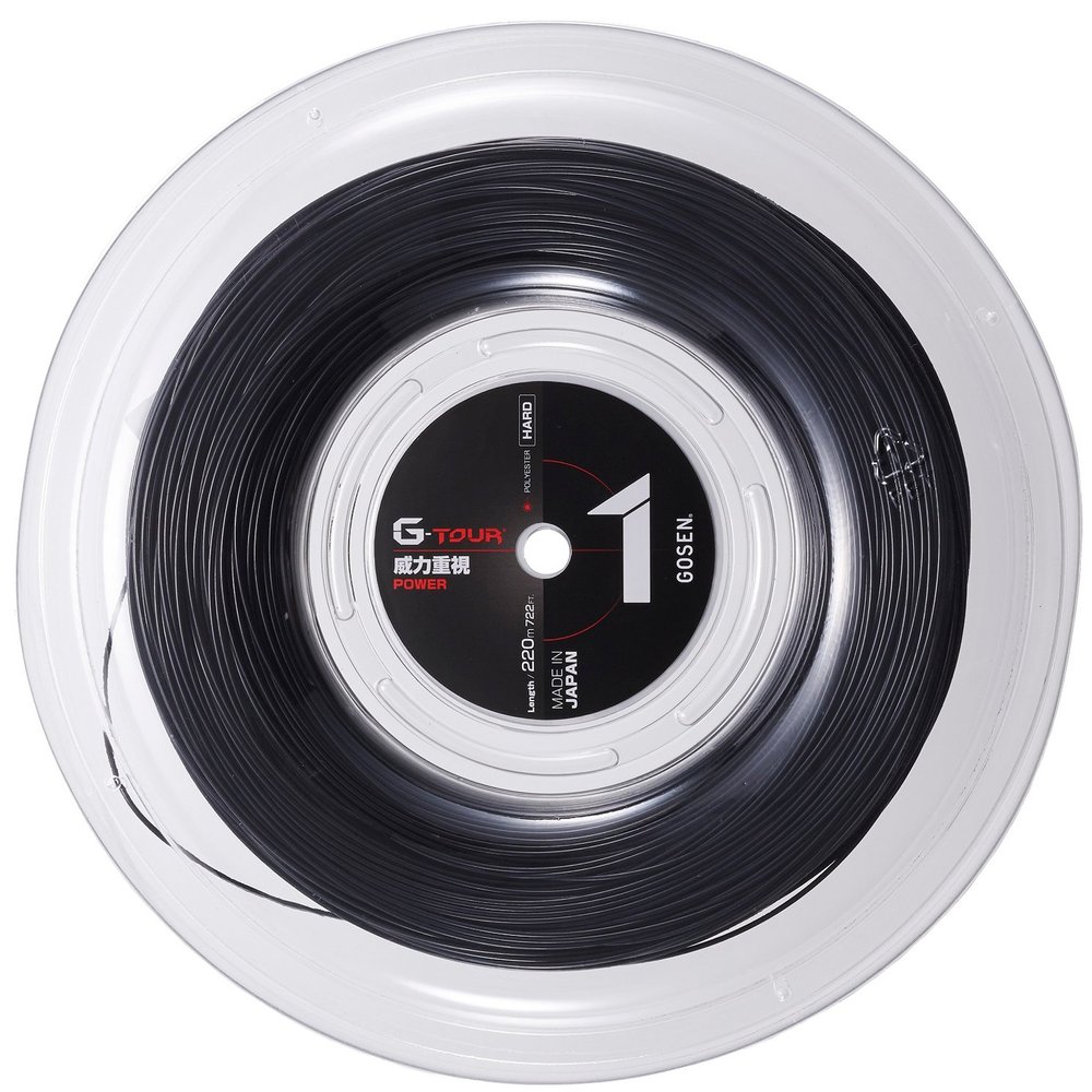 GOSEN G-Tour 1, 16 Black 722' Powerful Bounce Speed, HPP Polyester Silicone Oil Coated, Tennis String