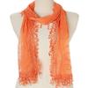 Cindy and Wendy Lightweight Soft Leaf Lace Fringes Scarf shawl for Women (TYH-ORANGE) view 4