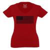 0023. United States of America Vintage American Flag USA us Military Patriotic Style for Women V Neck Fitted T Shirt (Red, Small) view 1
