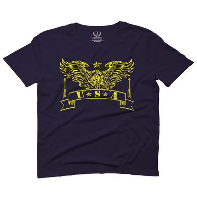 0027. USA Military Eagle American Proud United States of America US Patriotic Style for Men T Shirt (Navy Blue, 2X-Large)