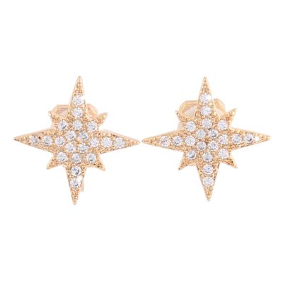 Gold Plated AAA Cubic-Zirconia Star Shaped Clip on Earrings Without Piercing for Women Fashion Cuff Earrings