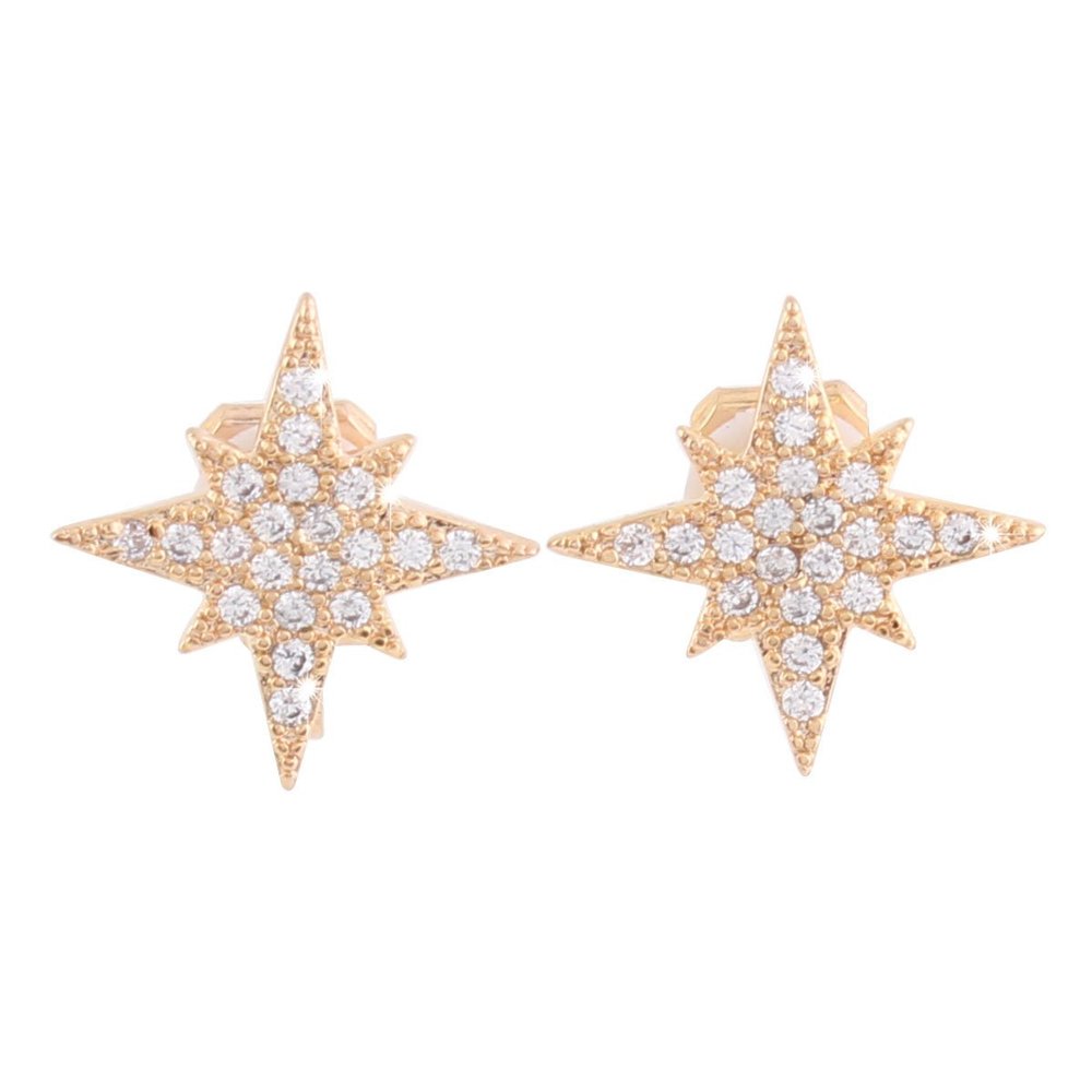 Gold Plated AAA Cubic-Zirconia Star Shaped Clip on Earrings Without Piercing for Women Fashion Cuff Earrings