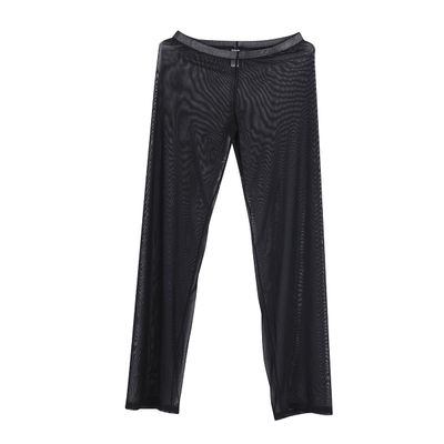 TiaoBug Men's Mesh See-Through Slim Long Pants Leggings Tights Mesh Black Small