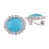 Rhinestone Opal Round Clip on Earrings Without Piercing for Women Luxury Jewelry (lake blue) view 1