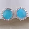 Rhinestone Opal Round Clip on Earrings Without Piercing for Women Luxury Jewelry (lake blue) view 2