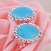 Rhinestone Opal Round Clip on Earrings Without Piercing for Women Luxury Jewelry (lake blue) view 4