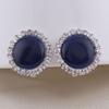Rhinestone Opal Round Clip on Earrings Without Piercing for Women Luxury Jewelry (navy blue) view 2