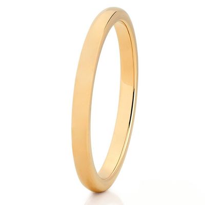 Silly Kings 2mm Tungsten Carbide Wedding Band Yellow Gold Men & Women Shiny Polish Comfort Fit