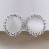 Rhinestone Opal Round Clip on Earrings Without Piercing for Women Luxury Jewelry (beige) view 2