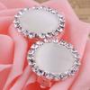 Rhinestone Opal Round Clip on Earrings Without Piercing for Women Luxury Jewelry (beige) view 3