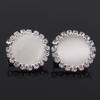 Rhinestone Opal Round Clip on Earrings Without Piercing for Women Luxury Jewelry (beige) view 4