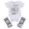 3 Styles Newborn Baby Girl I'm Daddy Girl Letter Print Bodysuit+Leg Warmer Outfits Set view 1