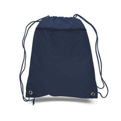 (12 Pack) Promotional Polyester Drawstring Sport Backpacks, Cinch Up (NAVY)