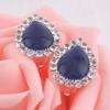 Grace Jun Fashion Bridal Rhinestone Water Drop Shape Clip on Earrings Non Piercing for Women Ear Clip view 3