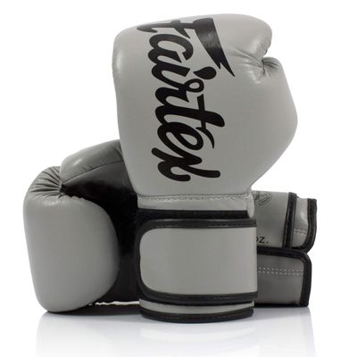 Fairtex BGV14 Muay Thai Boxing Microfibre Gloves for Men, Women, Kids | MMA Gloves, Kickboxing, Gym, Workout | Premium Quality, Light Weight & Shock Absorbent Boxing Gloves- (Gray/16oz)