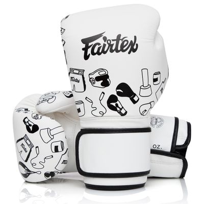 Fairtex BGV14 Muay Thai Boxing Microfibre Gloves for Men, Women, Kids | MMA Gloves, Kickboxing, Gym, Workout | Premium Quality, Light Weight & Shock Absorbent Boxing Gloves- (White Graffiti/12oz)