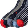 Amazon Essentials Men's Comfortable Patterned Cotton Crew Dress Socks, 5 Pairs, Blue/Red/Grey, 8-12 view 3