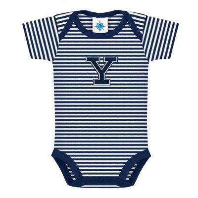 Yale University Bulldogs Striped Newborn Baby Bodysuit, Navy, 6-9 Months