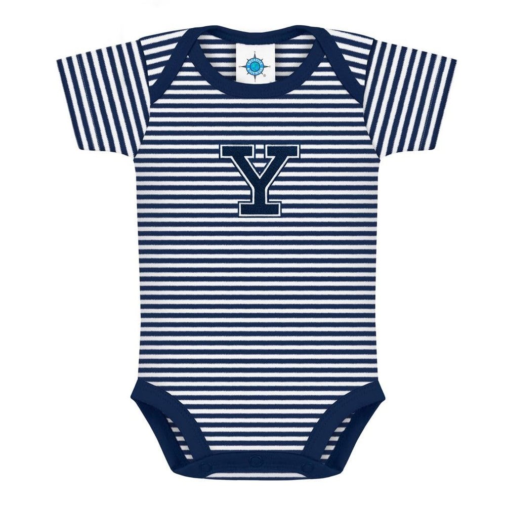 Yale University Bulldogs Striped Newborn Baby Bodysuit, Navy, 6-9 Months