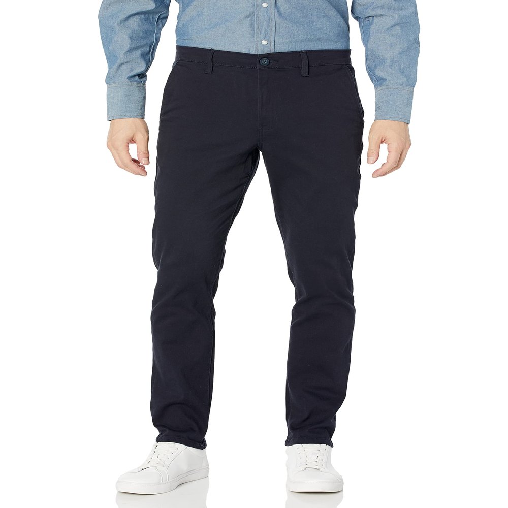WT02 Men's Long Basic Stretch Skinny Chino Pant, Navy(New), 36X30