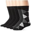 Amazon Essentials Men's Patterned Dress Crew Socks, 5 Pairs, Black/Dots/Plaid/Stripe, 13-15 view 1